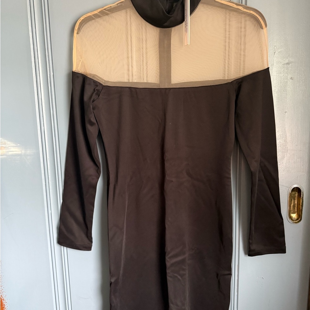 Alice + Olivia Brown Bodycon Long Sleeve Dress